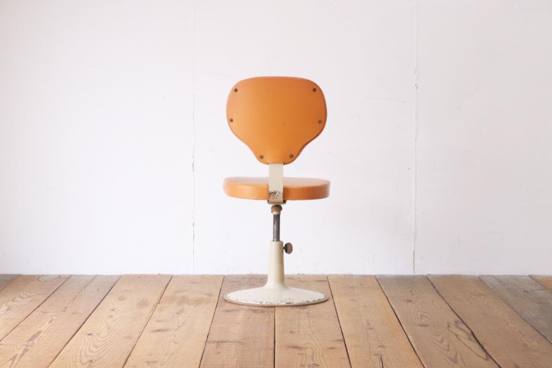 レトロ オカムラ デスクチェア 学習椅子 回転 昇降 リクライニング レザー