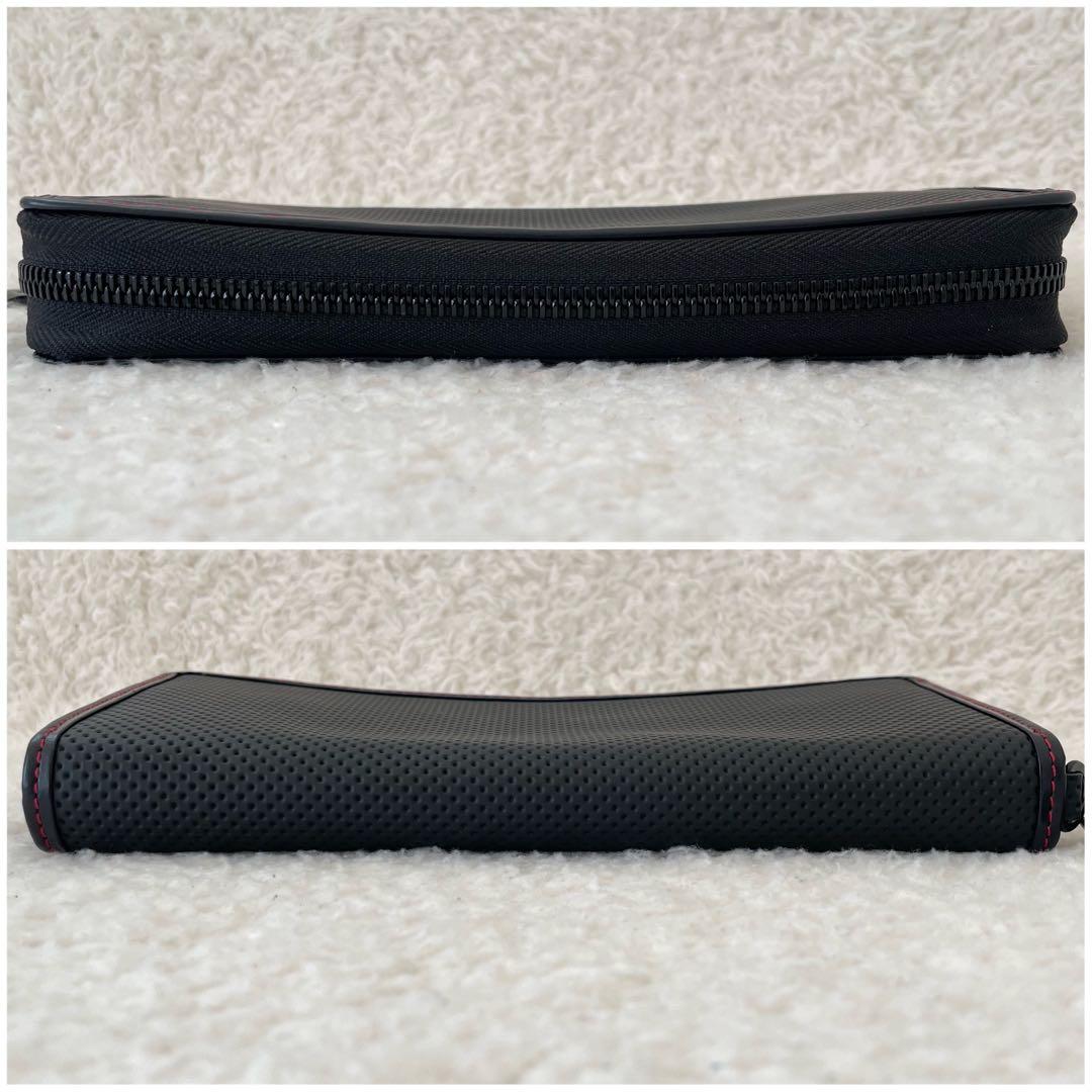【未使用】ノイインテレッセ 長財布 ラウンドファスナー 黒 赤 カーボンレザー