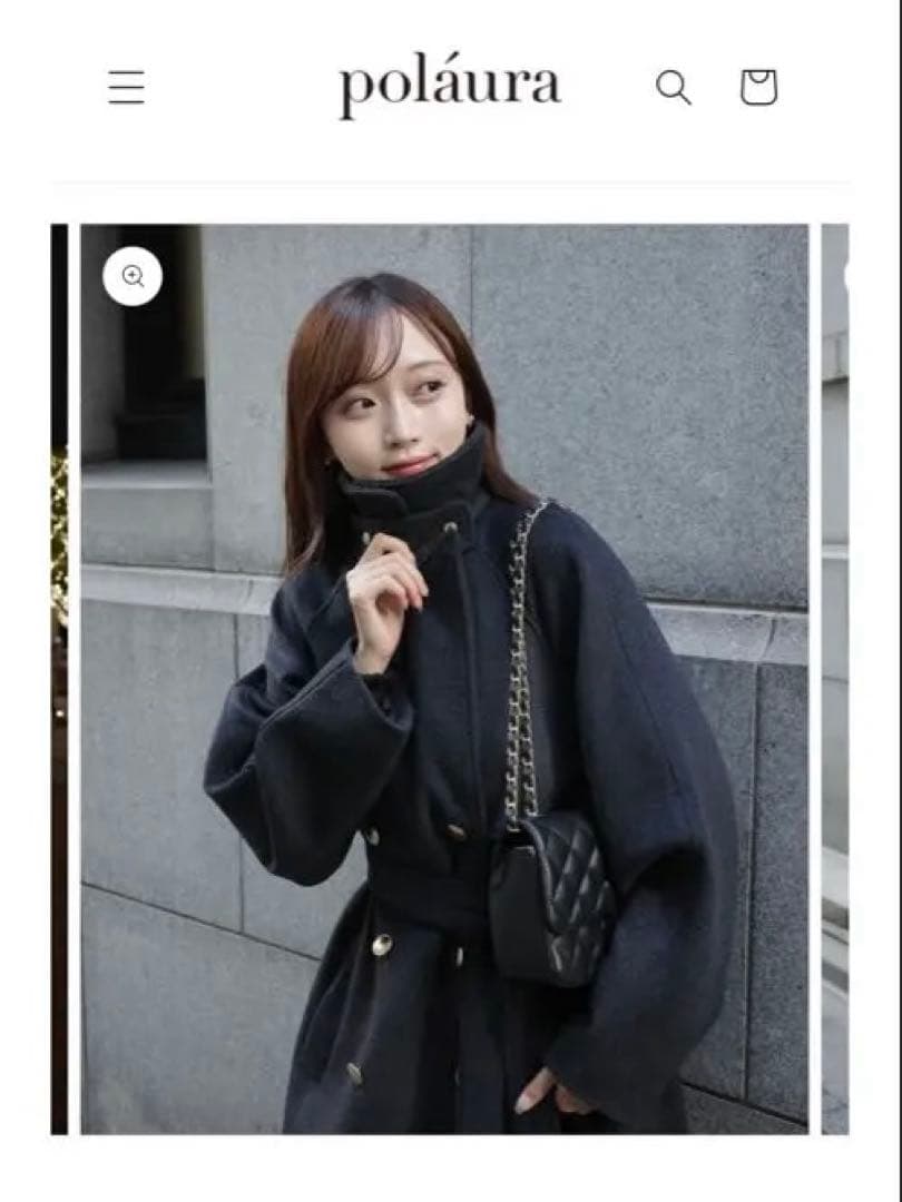 美品❤️polāura ウールロングトレンチコート チャコール ポローラ ケープ付