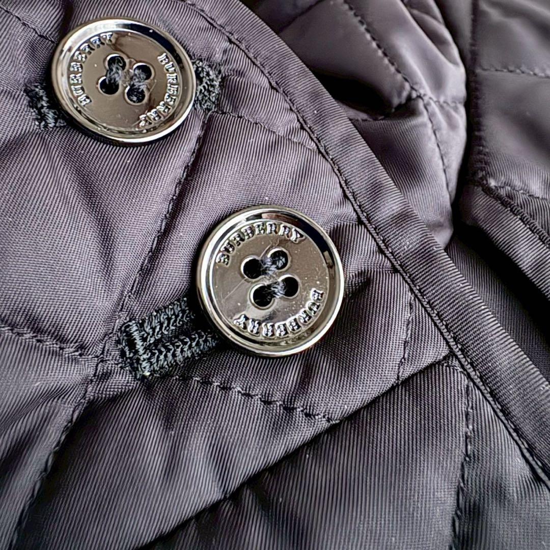 美品◆バーバリーロンドン キルティング ベルト付き ロングコート 黒 Lサイズ