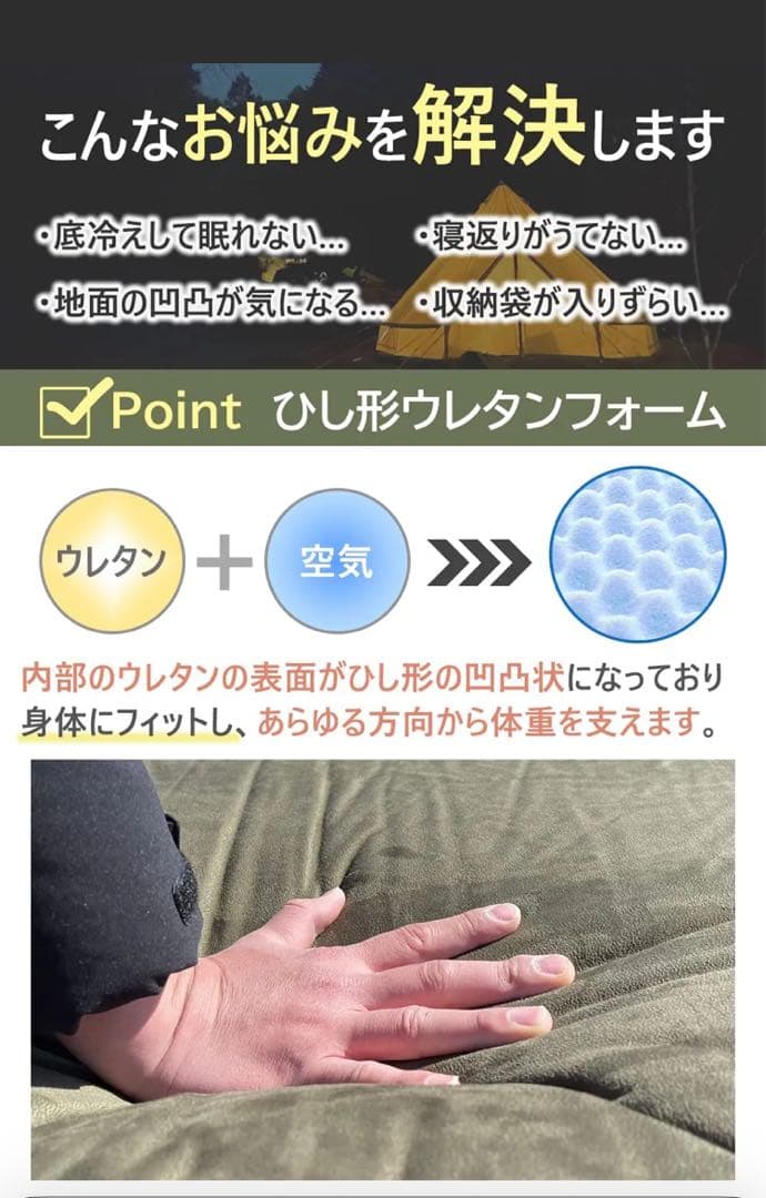 FUTUREFOX ワイド キャンプマット 特殊ウレタン幅90cm 自動吸気機能