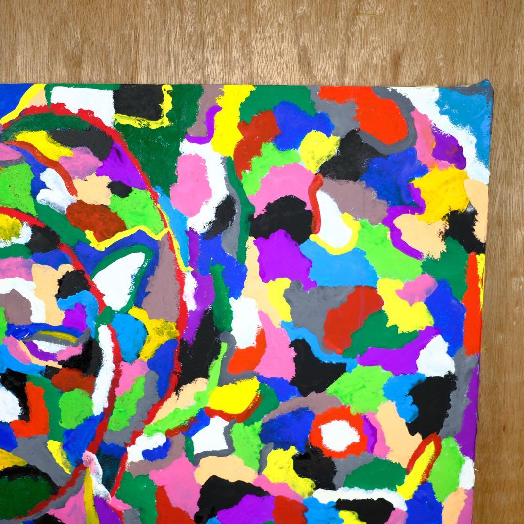 アンティーク　レディメイド絵画作品　カラフル　アート　油絵　オブジェ　古道具