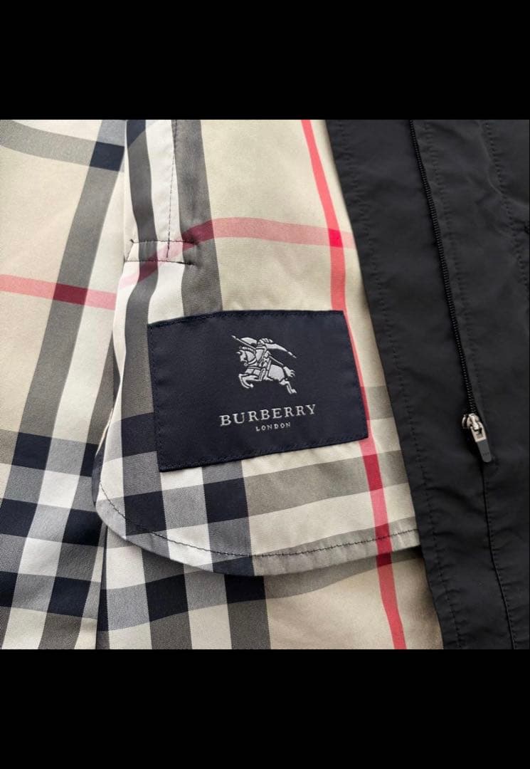 バーバリー 4way ステンカラーコート ダウン ライナー ノバチェック 黒 M