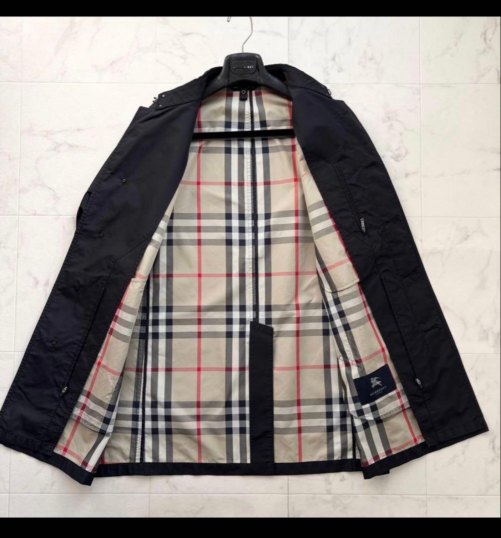 バーバリー 4way ステンカラーコート ダウン ライナー ノバチェック 黒 M