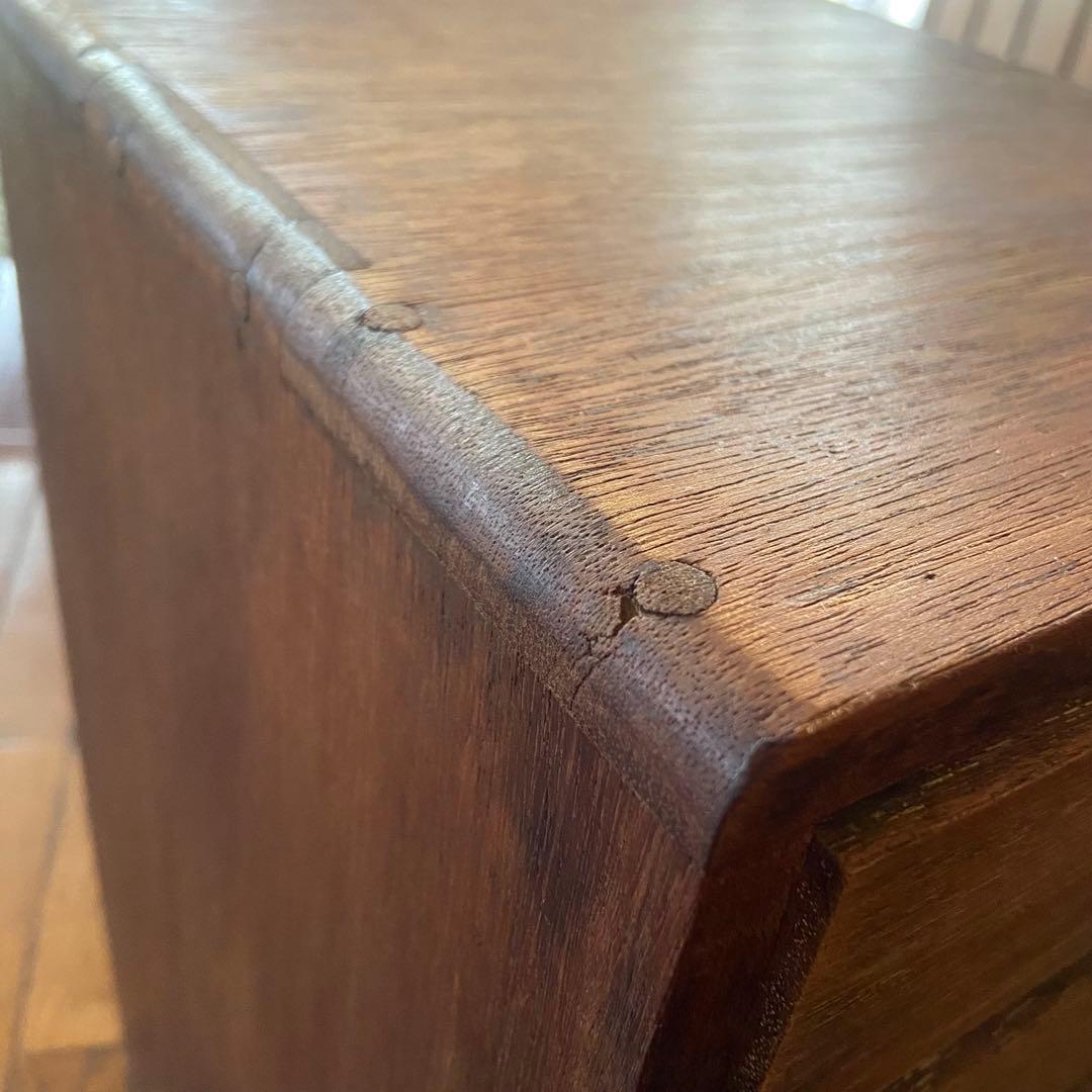 アンティーク　本立て付き小引き出し　古家具　花模様　昭和レトロ