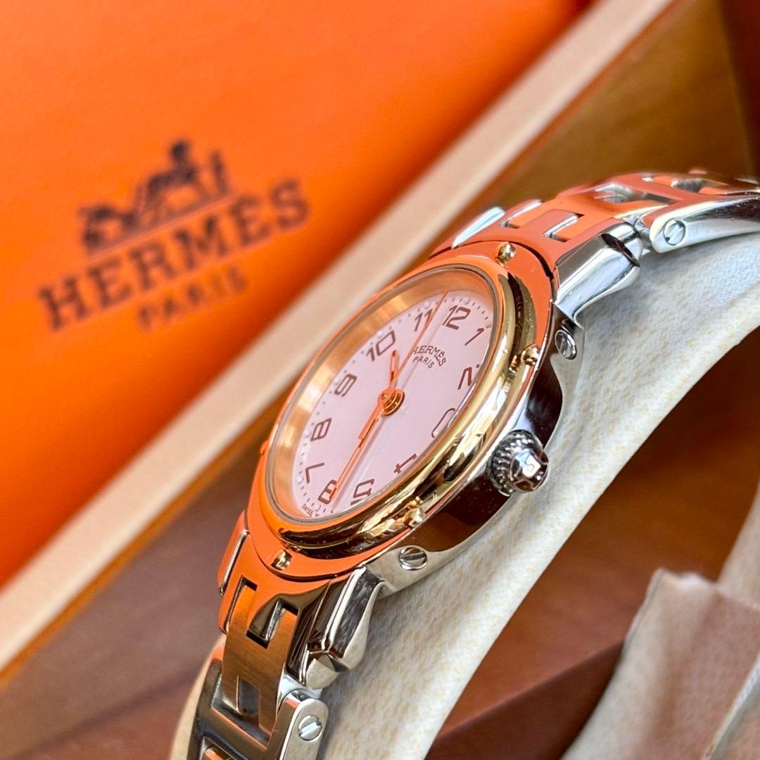 【HERMES】✨極美品✨ クリッパー レディース腕時計 コンビ ホワイト