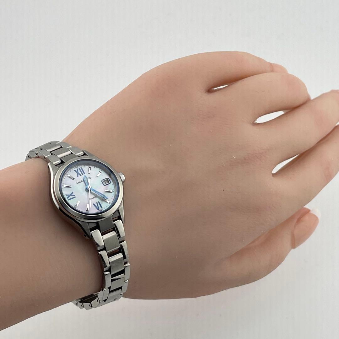 【稼働】カシオ　オシアナス　シェル文字盤　電波ソーラー　デイト　腕時計