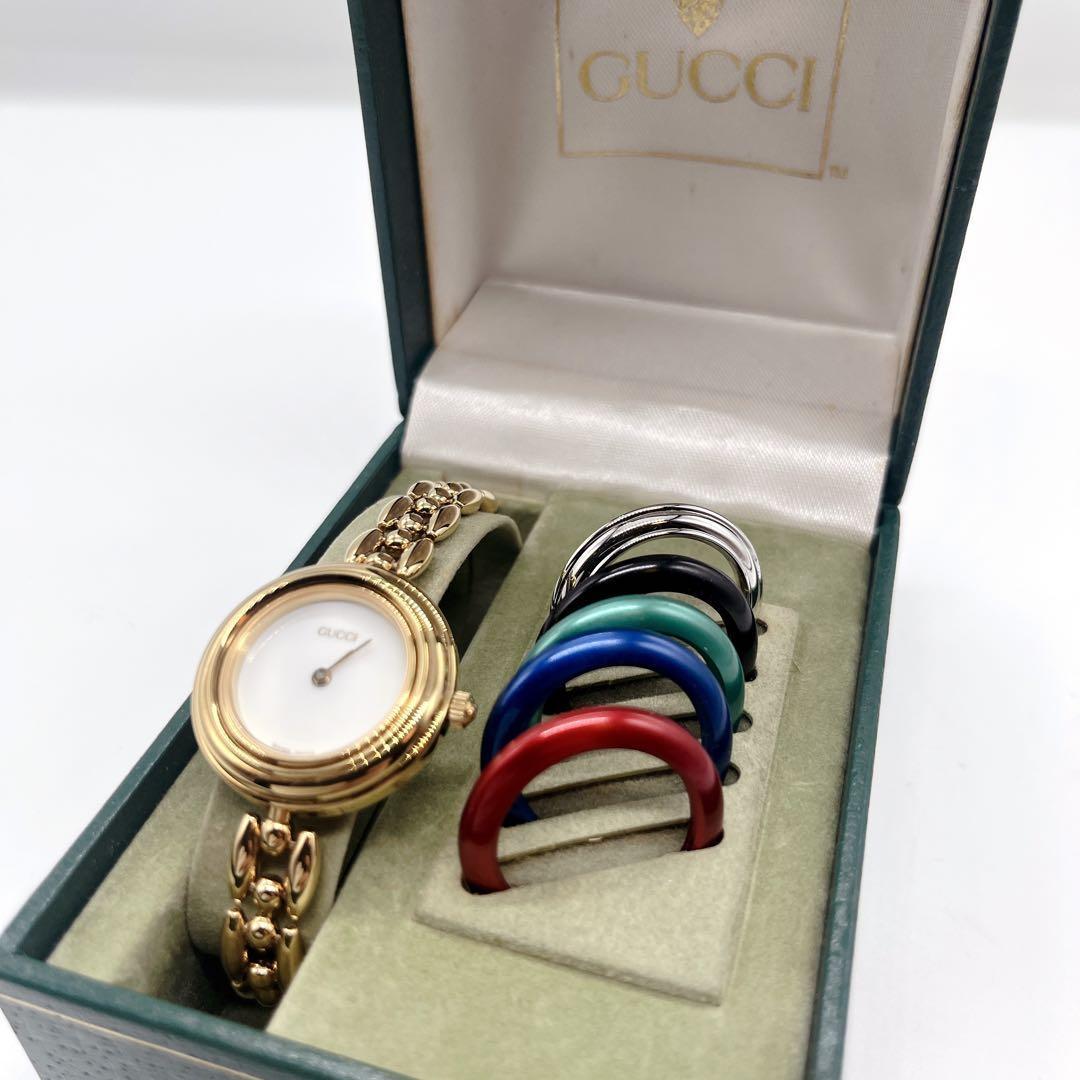 極美品 GUCCI チェンジベゼル 腕時計 6色 グッチ 稼働品 ゴールド