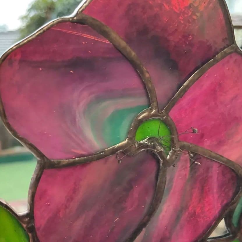 ステンドグラスパネル　クリスマスローズ