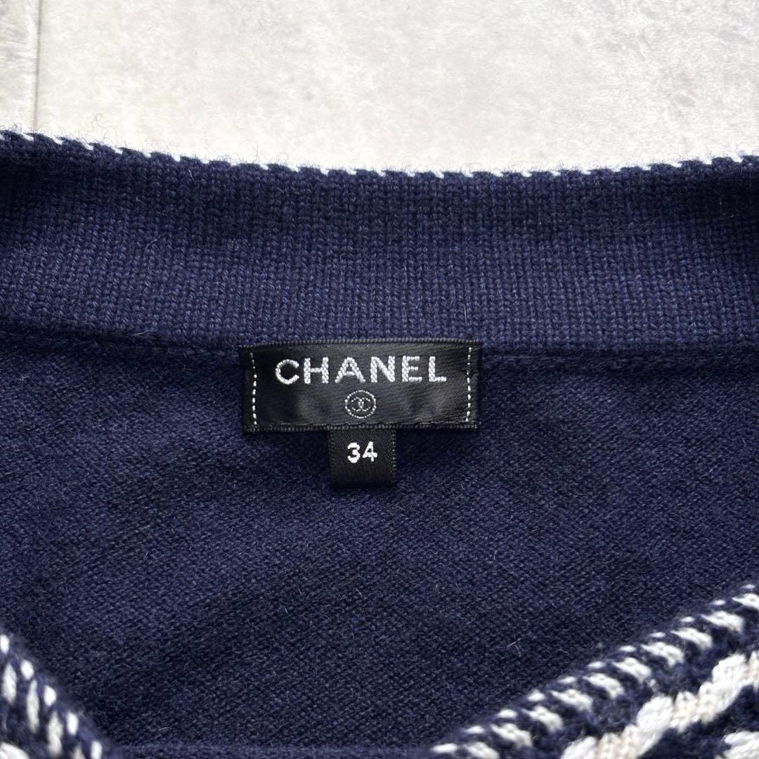 【超希少】シャネル カシミヤ100% スクエアネックニット 英国製 ココマーク