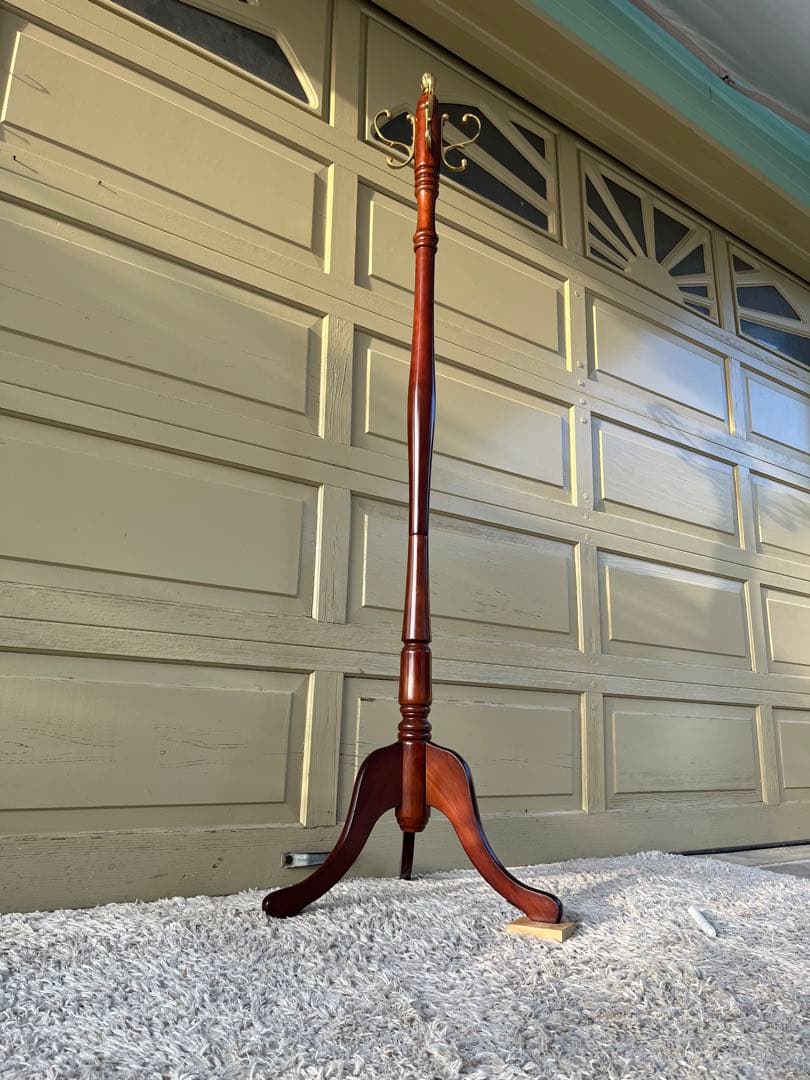 ポールハンガー/コートハンガー/ハンガーラック/真鍮フック/ダークブラウン