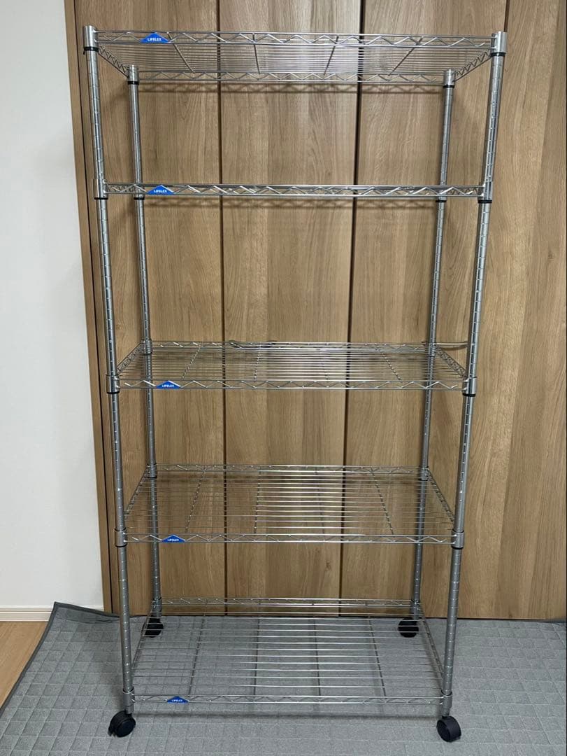 ③ 5段 スチールラック シルバー キャスター付き