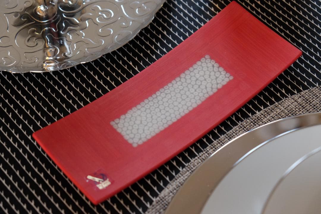 ベネチアンガラス ミルフィオリ プレート/検/エルコーレモレッティ/赤/レッド