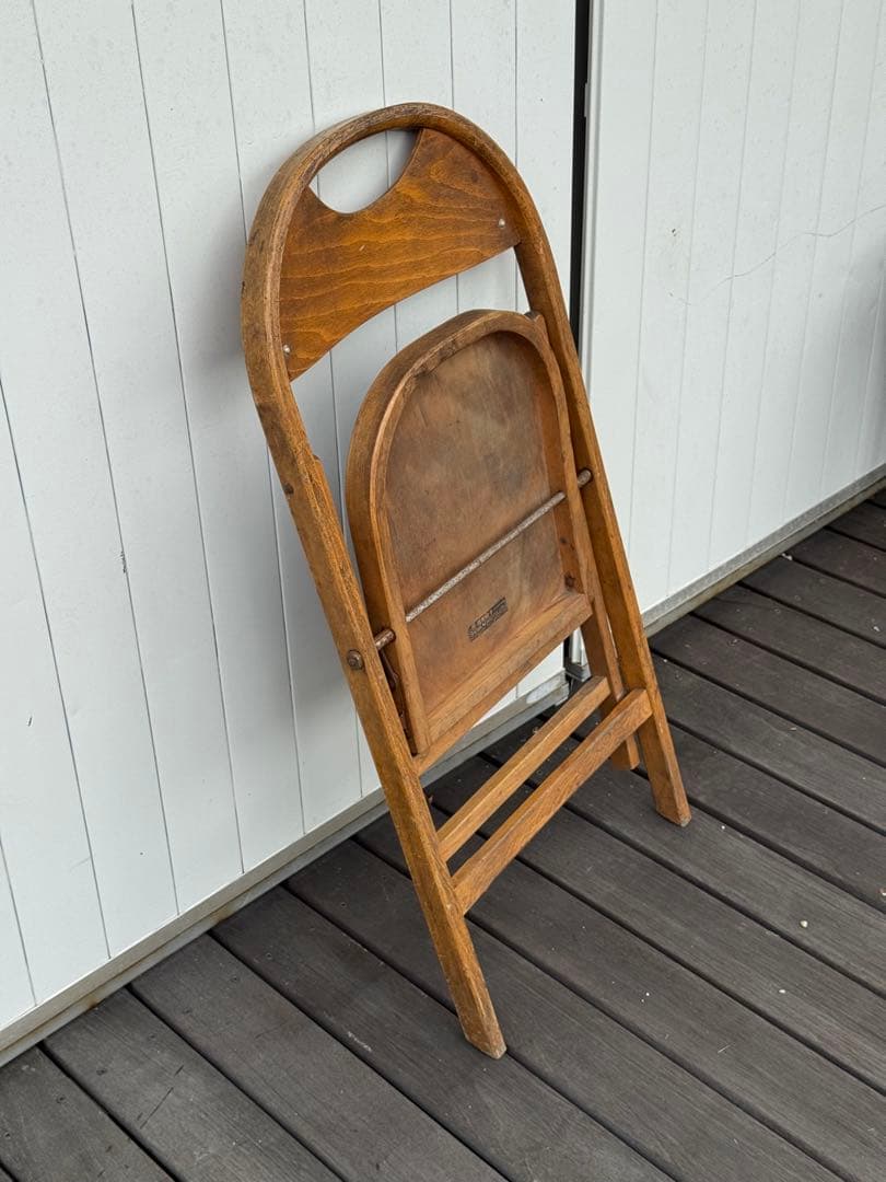 アンティーク 古道具 木製 フォールディングチェア 折りたたみ椅子 昭和レトロ