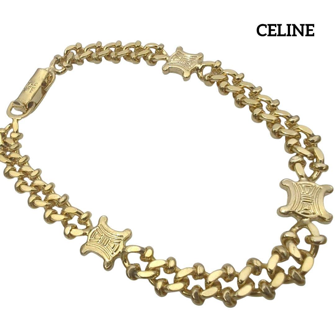 【美品】CELINE セリーヌ トリオンフ ロゴ チェーン ブレスレット