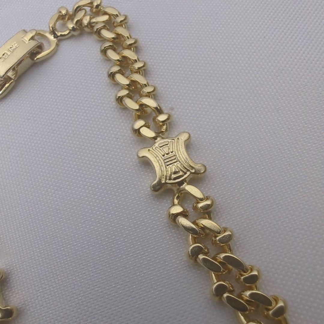 【美品】CELINE セリーヌ トリオンフ ロゴ チェーン ブレスレット