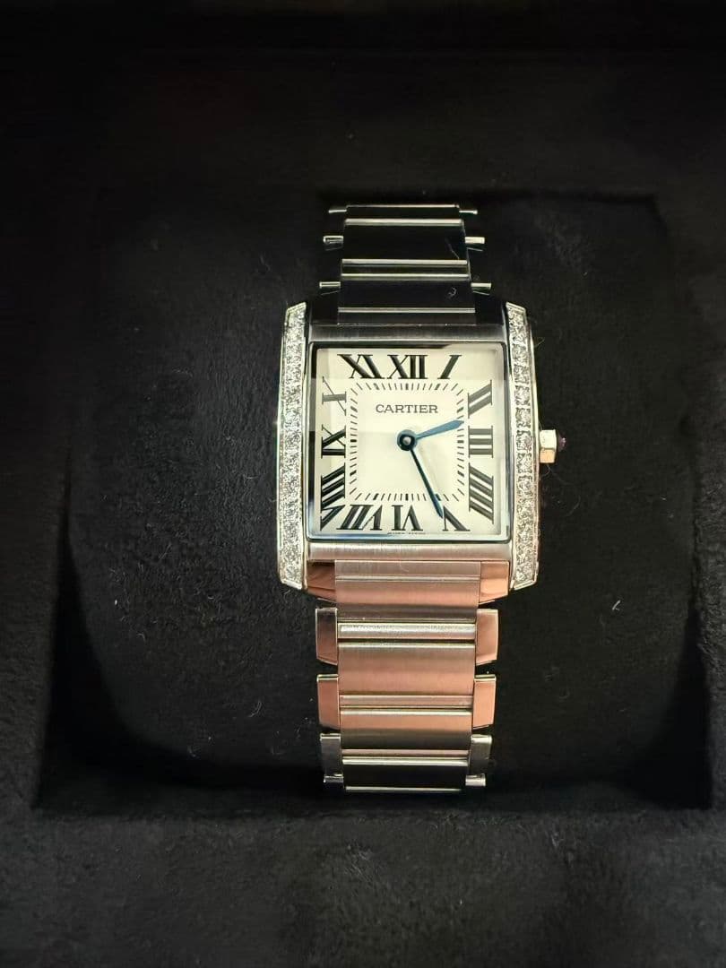 カルティエ タンクフランセーズMM ダイヤベゼル W4TA0009