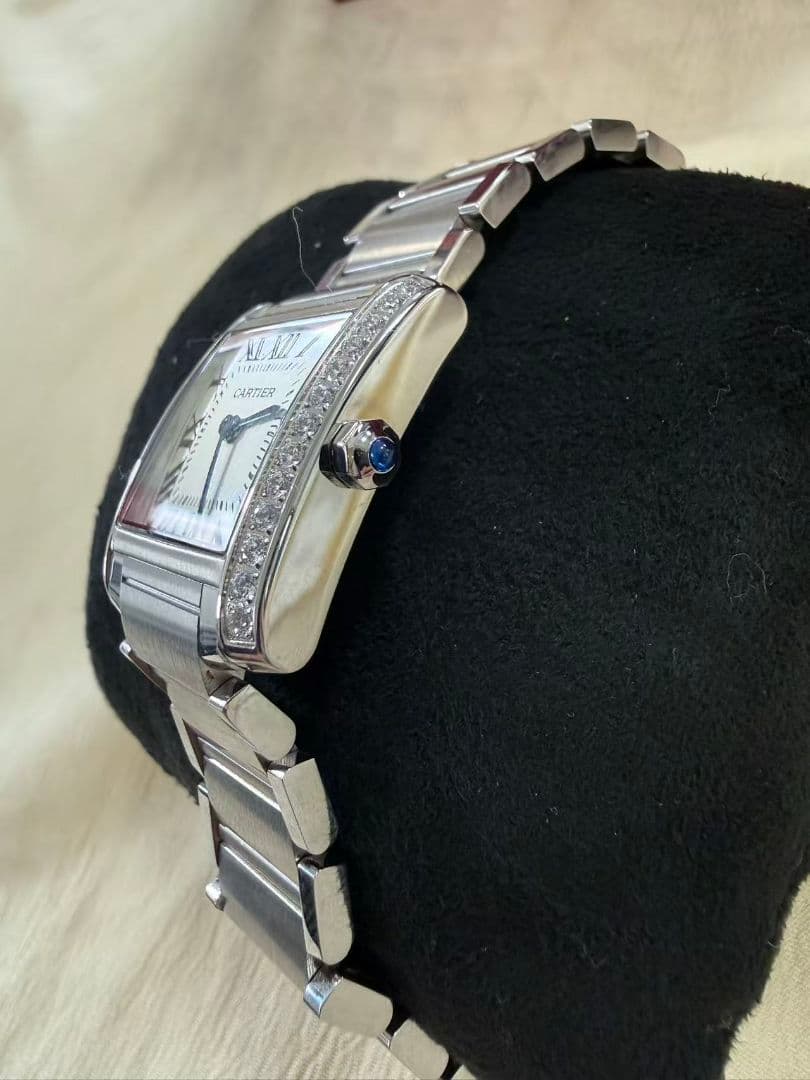 カルティエ タンクフランセーズMM ダイヤベゼル W4TA0009