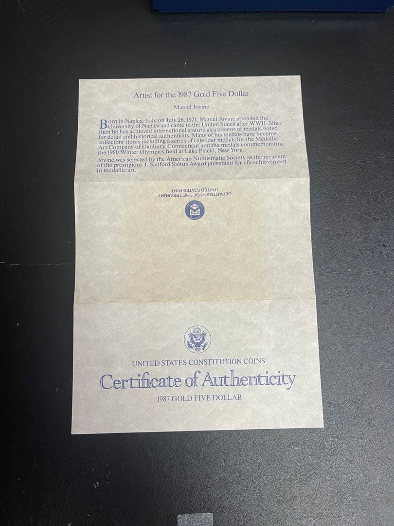 1987年 五ドル金貨 フェザーデザイン