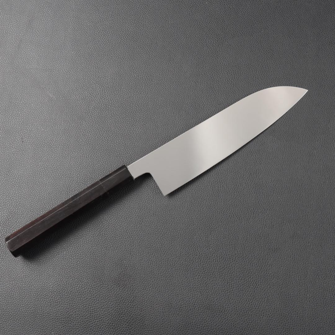 10891 三徳包丁 7寸 鏡面仕上げ 家庭用 業務用 両刃 黒檀黒水牛角八角柄