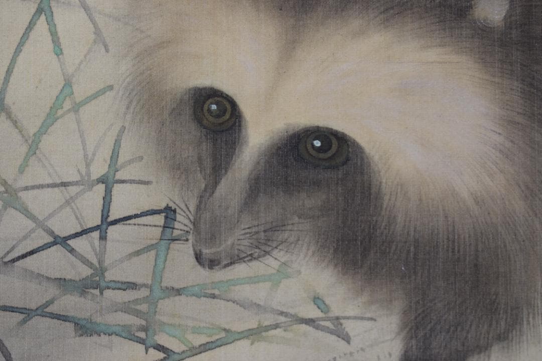 翆山/月下狸之図/掛軸☆宝船☆Y-984　JM