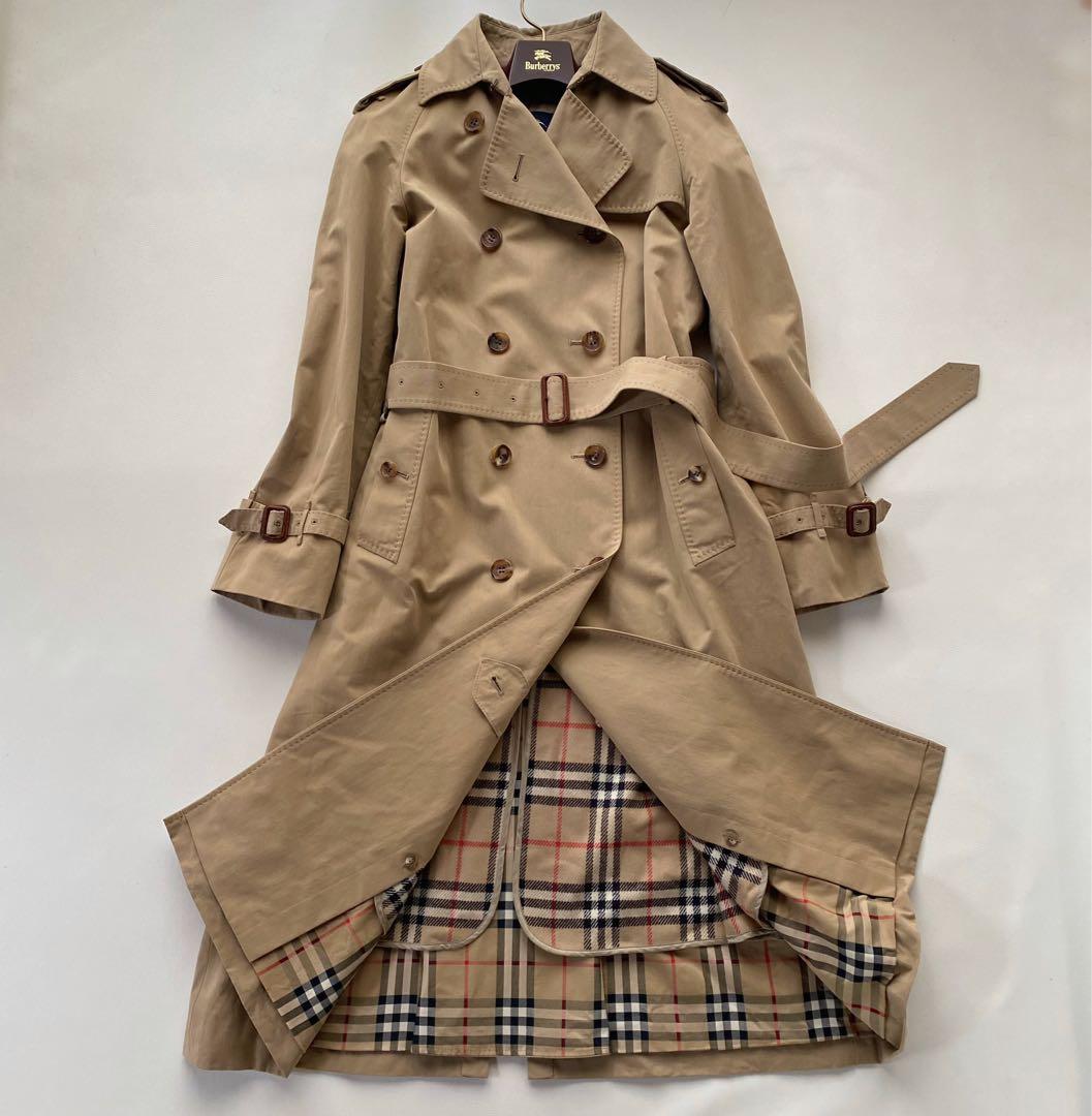 【マキシ丈/美品】バーバリーロンドン トレンチコート ハニー 40 ライナー付