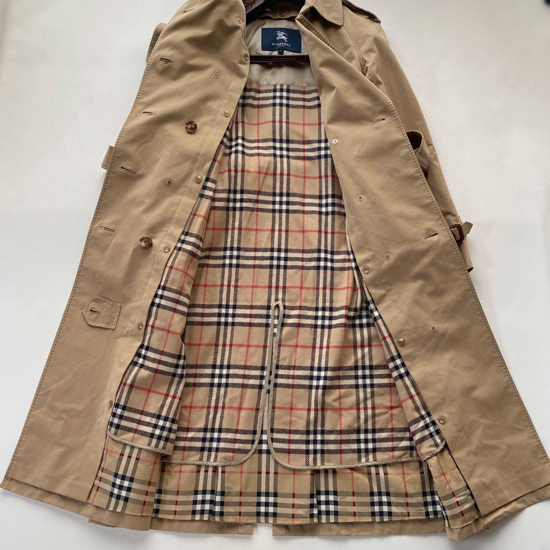 【マキシ丈/美品】バーバリーロンドン トレンチコート ハニー 40 ライナー付