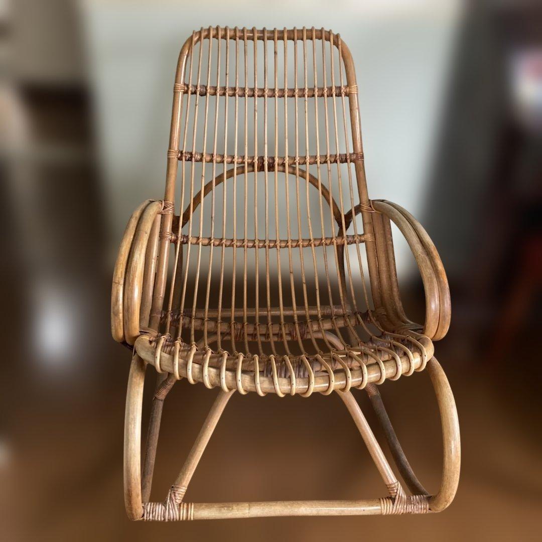ヴィンテージ ラタン ロッキングチェア