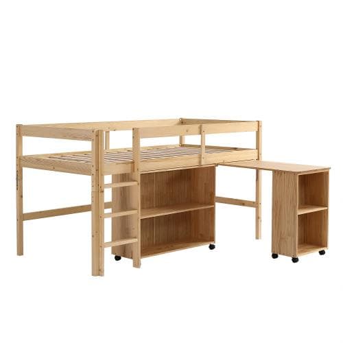 【10cm厚さマットレス付き】システムベッド ロフトベッド 木製 シングル ベッ