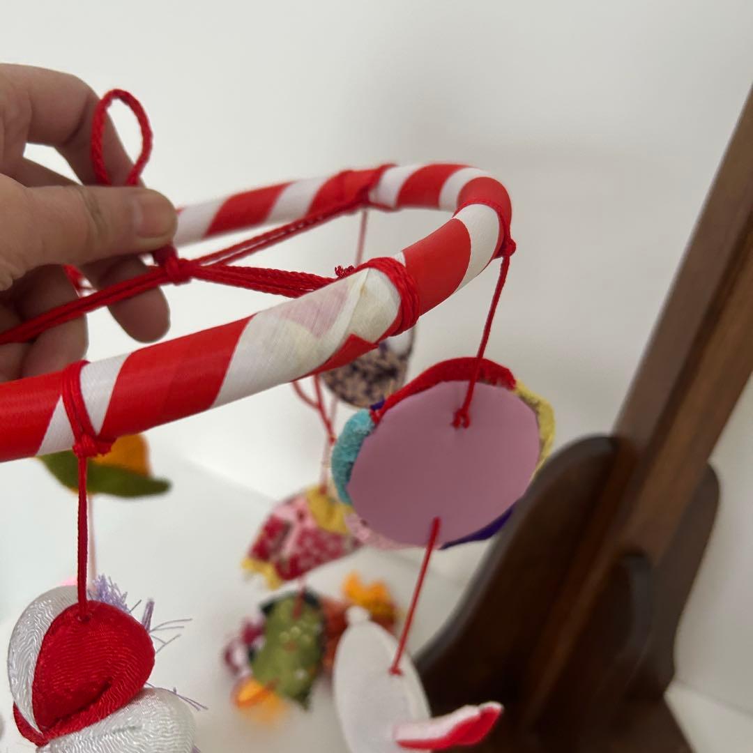 ひな祭り飾り 木製スタンド付き 吊るし雛 吊るし飾り 縮緬細工