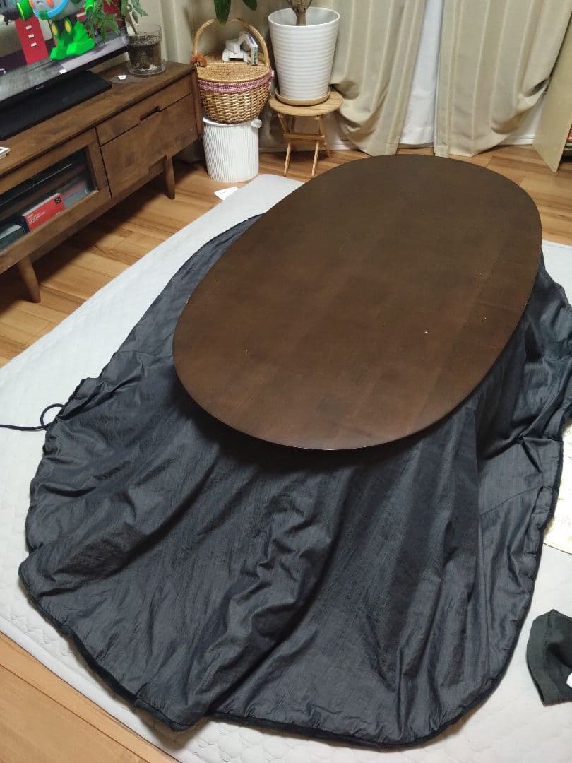 無印良品　楕円形こたつ ダークブラウン こたつ布団付き