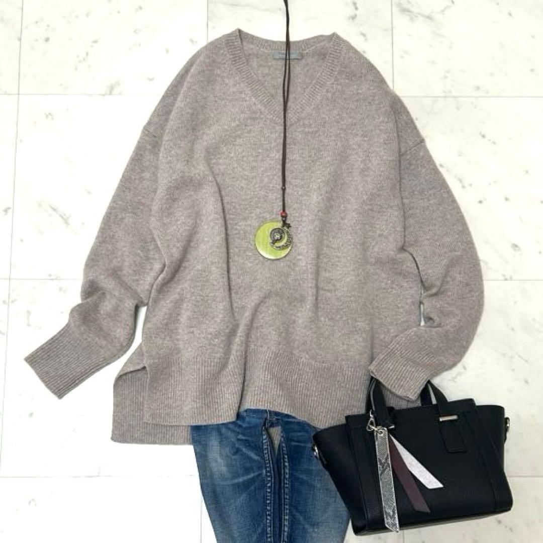 極美品 セオリーリュクス ベージュ 長袖ニット カシミア100% M
