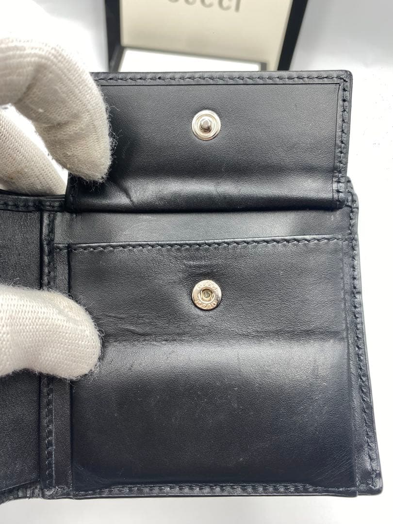 【美品】GUCCI グッチ メンズ財布 ブラックレザー二つ折り財布 財布 黒
