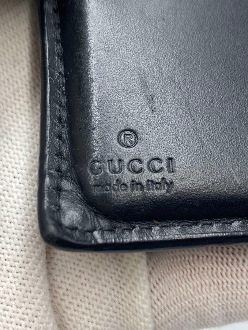 【美品】GUCCI グッチ メンズ財布 ブラックレザー二つ折り財布 財布 黒