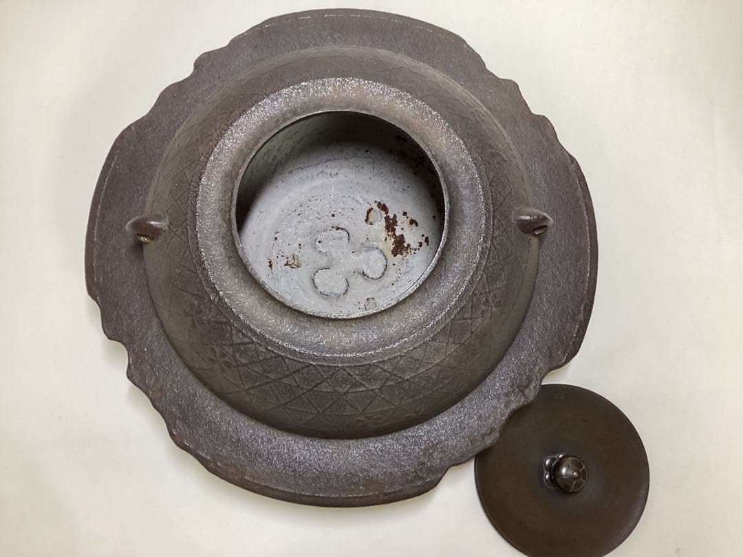 透木釜 桜川 浄慶 箱なし 内側サビ直し跡有り 茶道具 古物品