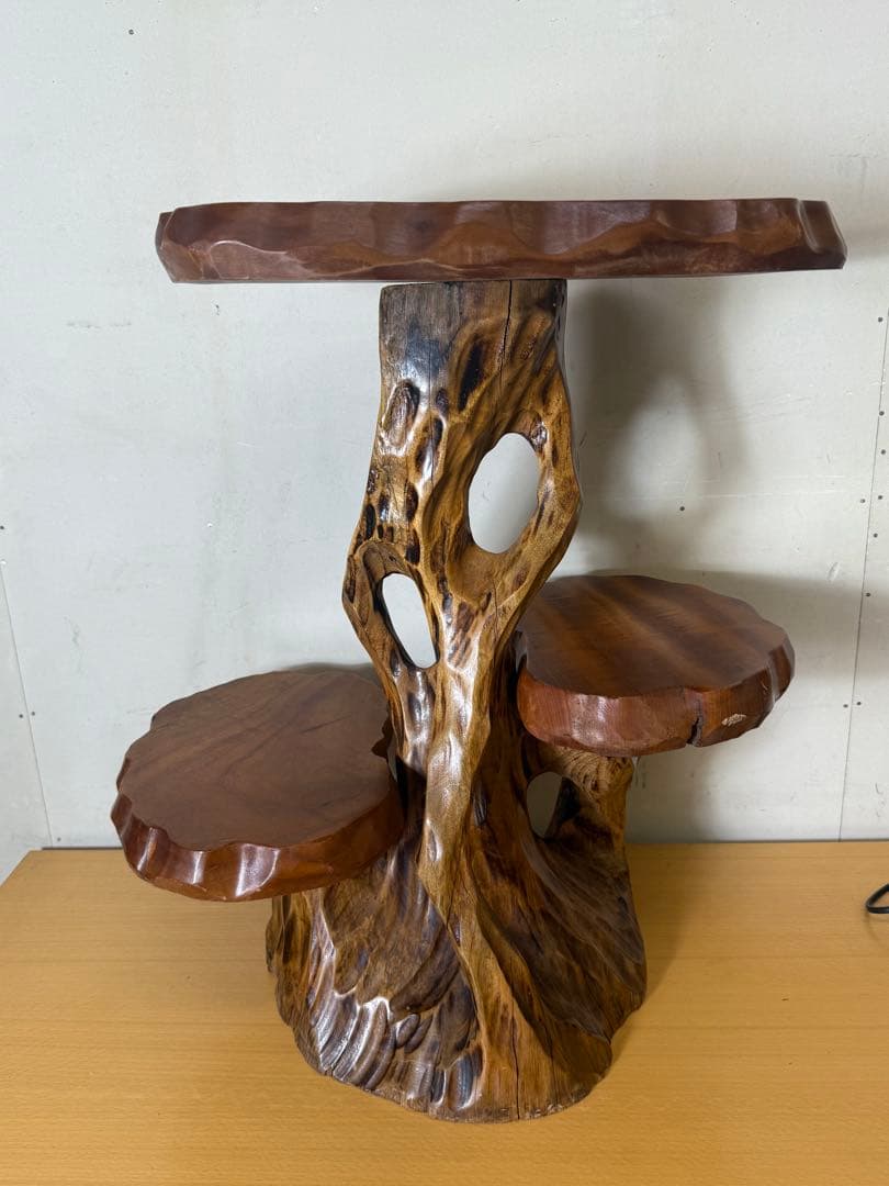 天然木 盆栽台 花台 飾り台3段