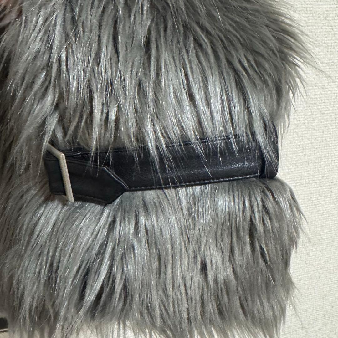 【美品】GYDAレイヤードエコファーベルトライダースジャケット グレー