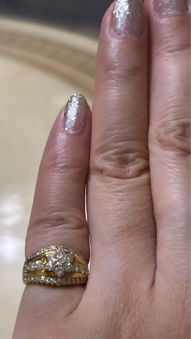 専用♡豪華 1ct フラワーモチーフ K18 天然ダイヤモンド ピンキーリング