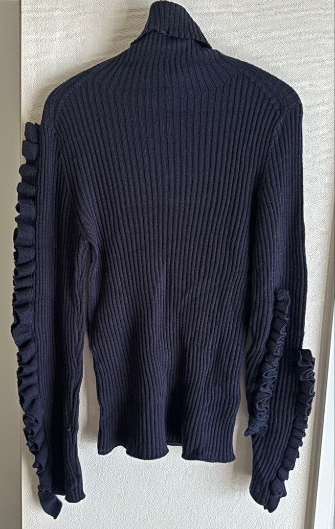 Cygne lilyネイビー 袖フリルタートルニット