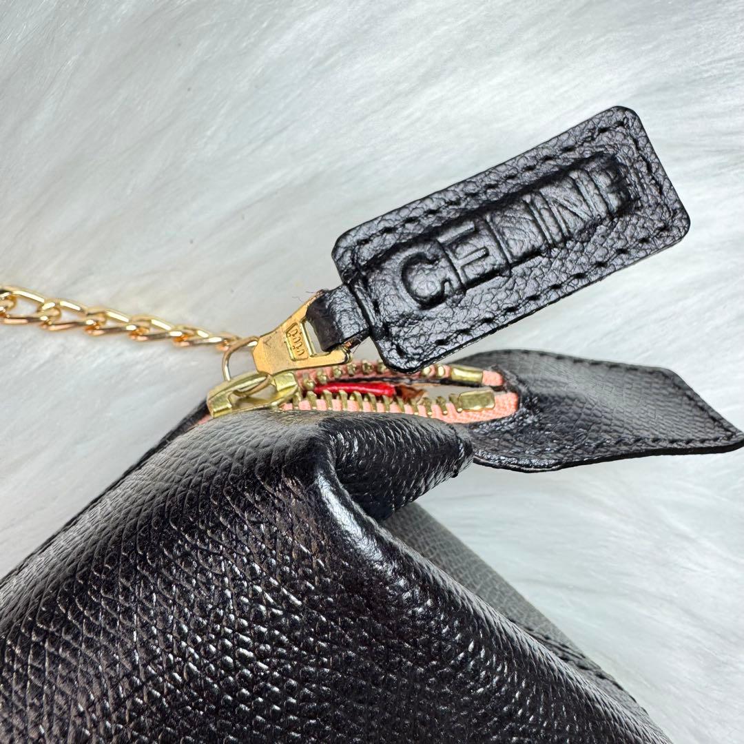セリーヌ　celine ビンテージ　レザー　ポーチ　チェーン　ショルダー