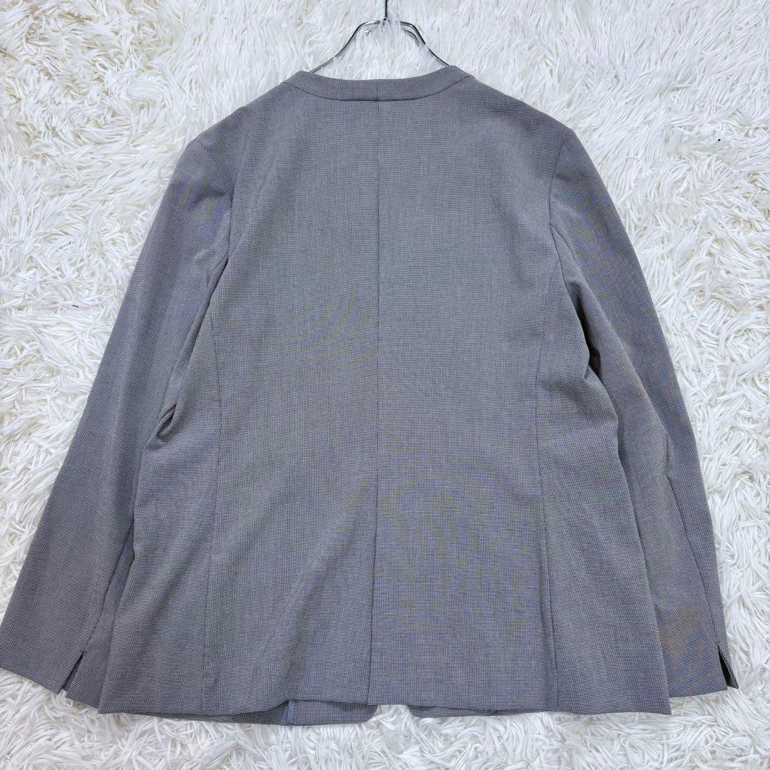 極美品 INDIVI 洗える 千鳥柄ノーカラージャケット UVケア 接触冷感LL