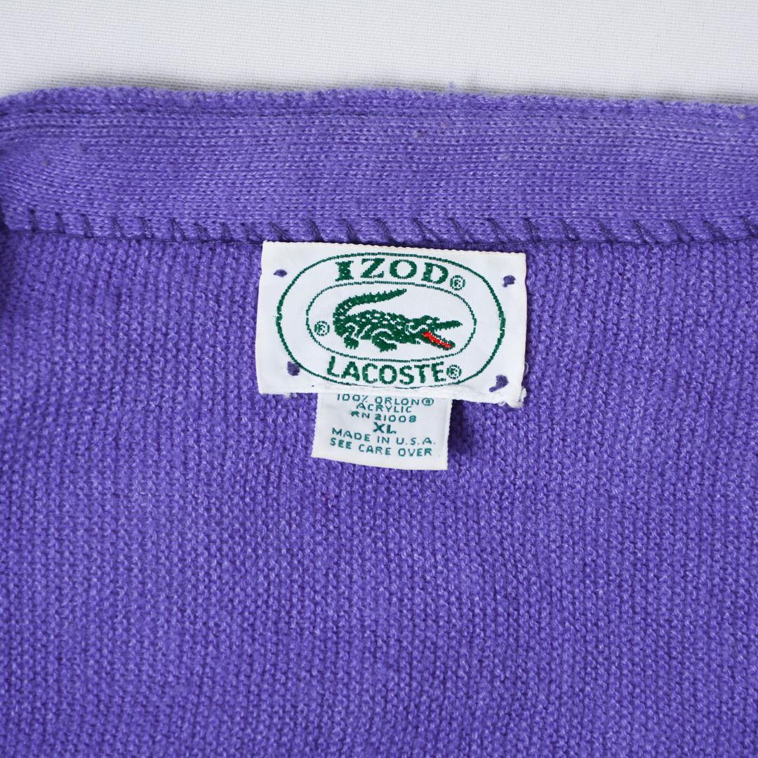 ラコステ　LACOSTE IZOD 80s 紫色 カーディガン US XL