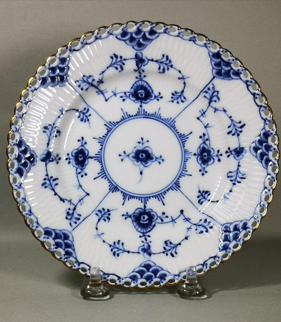   ブルーフルーテッド　フルレース　プレート金彩付