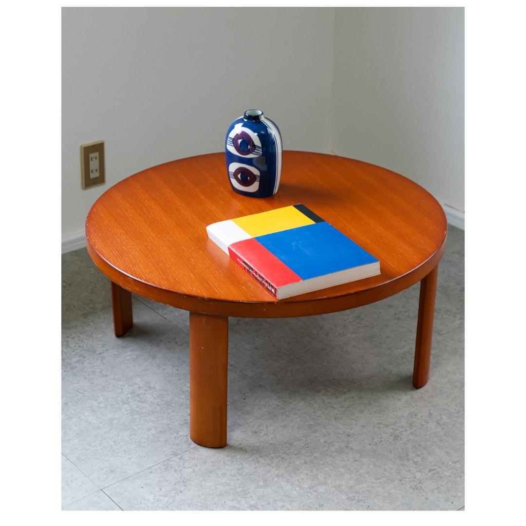 フクダクラフト　90年代 天然木円卓　折りたたみ　モダン ラウンド ローテーブル