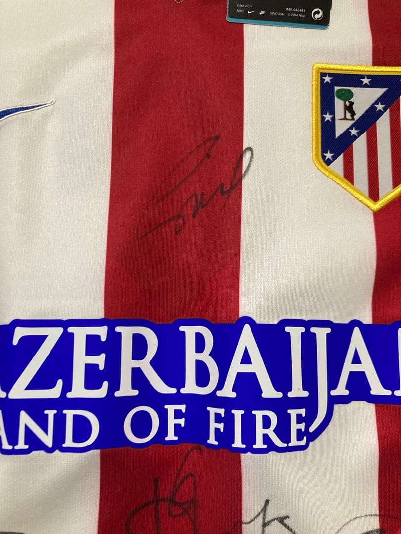 【新品】アトレティコマドリード 14-15ホームユニフォーム6番コケ直筆サイン入