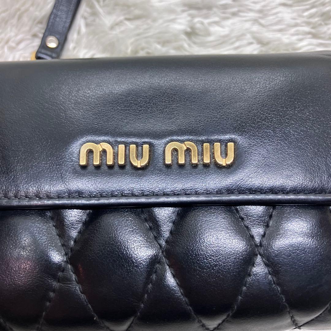 美品✨ミュウミュウ 三つ折り財布 L字ジップ ブラック ナッパインプトゥーレ