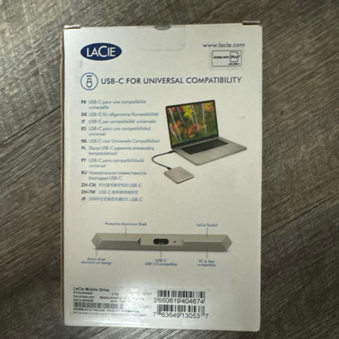 外付けハードディスク・ドライブ LACIE Mobile Drive 2TB USB-C