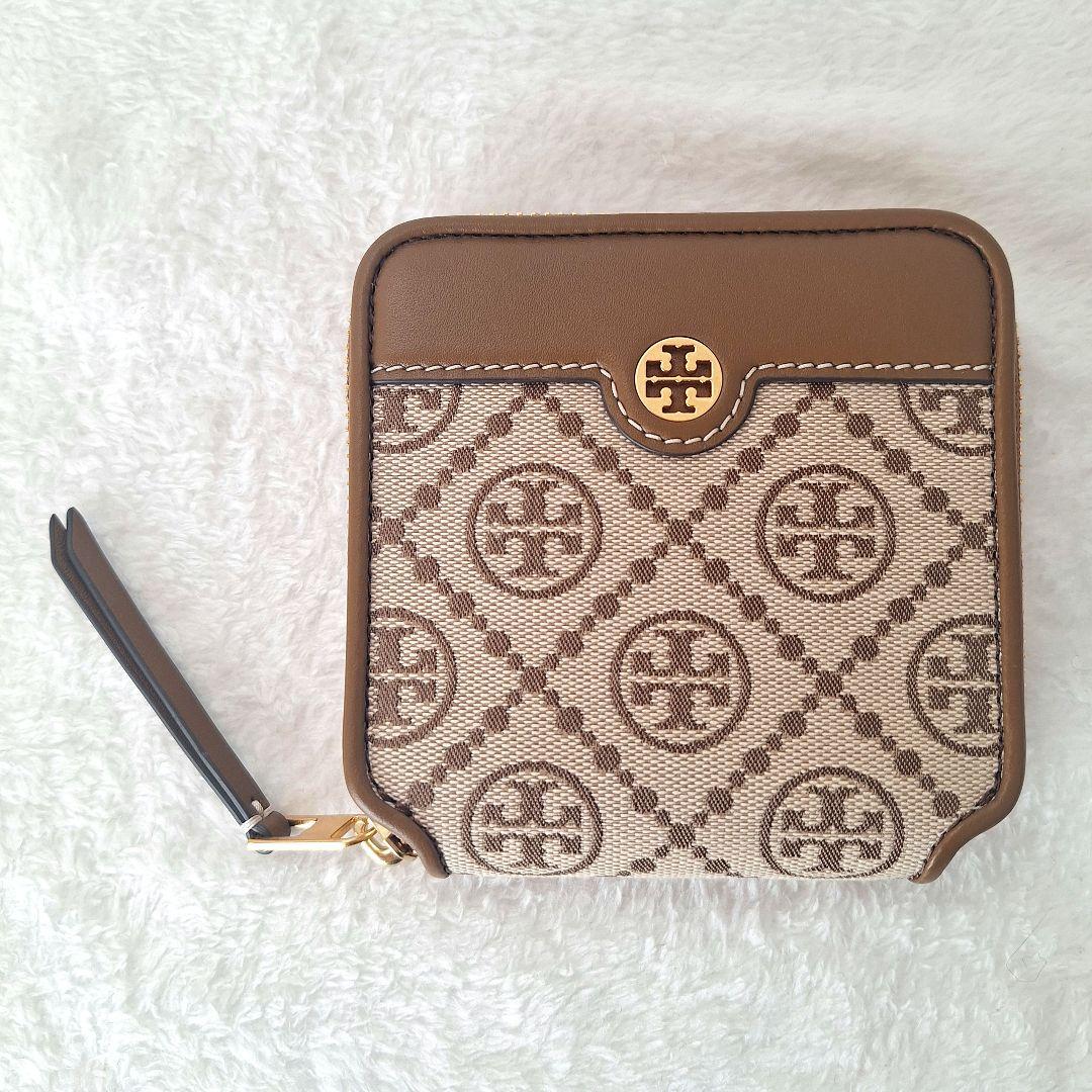 Tory Burch トリーバーチ 二つ折り財布 ロゴ 総柄 レザー ブラウン