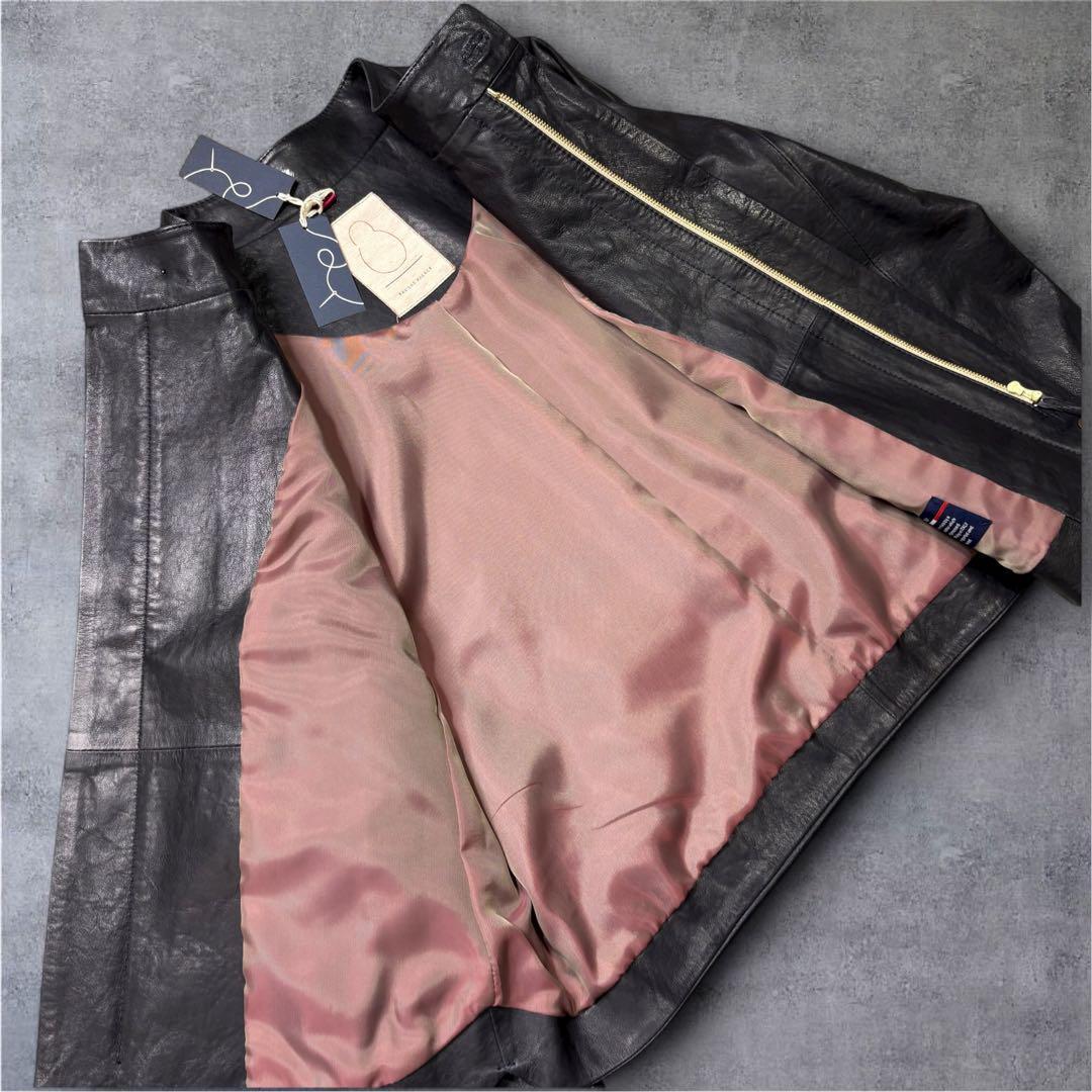 【新品】 パラスパレス ラムレザー ノーカラー ジャケット イタリア製 M相当