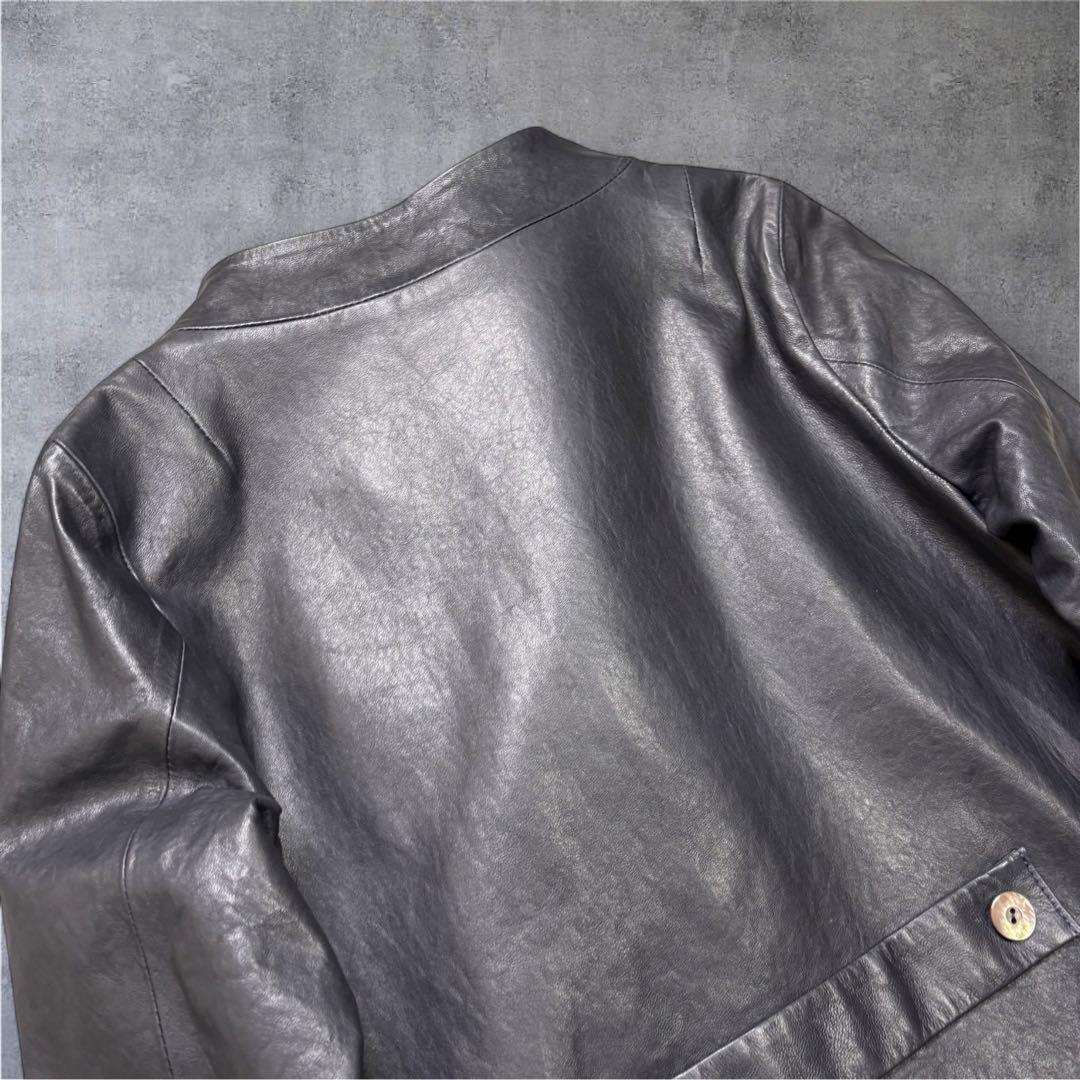 【新品】 パラスパレス ラムレザー ノーカラー ジャケット イタリア製 M相当